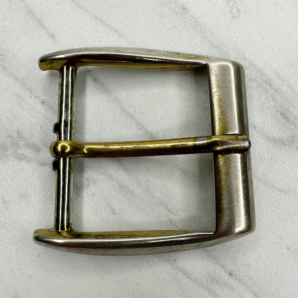Vintage Silver Gold Tone Simple Rectangle Belt Buckle Fits 1.75" Belt ✨